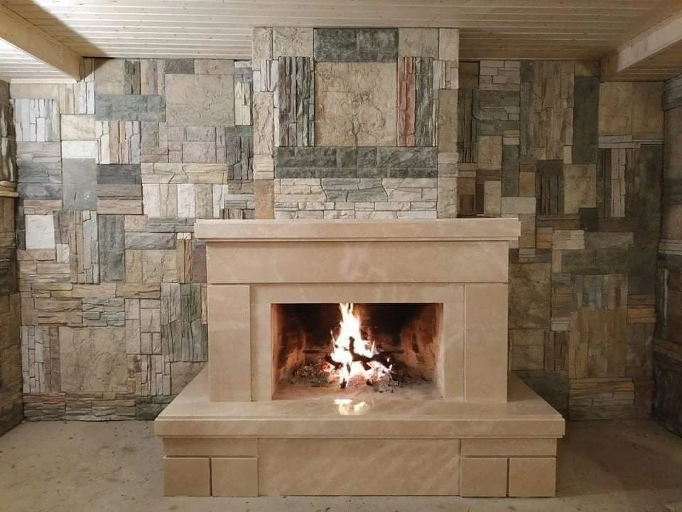 Stone Feature Wall & Fireplace